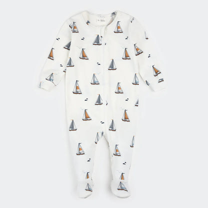 Sailboats Print on Off-White Sleeper