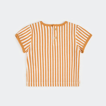 Tan Stripe Terry Short Set