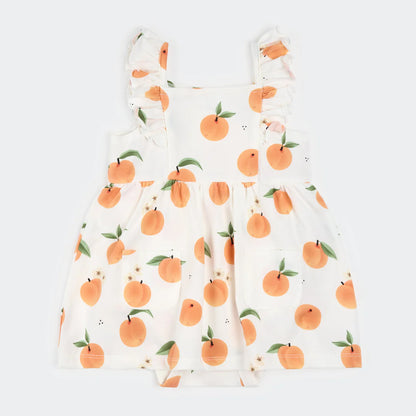 Peaches Print on Off-White Bodysuit Dress