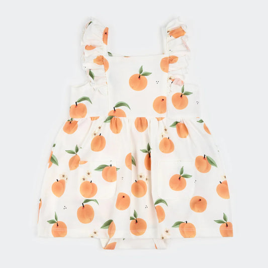 Peaches Print on Off-White Bodysuit Dress