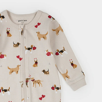 Puppy Love Print on Beige Sleeper