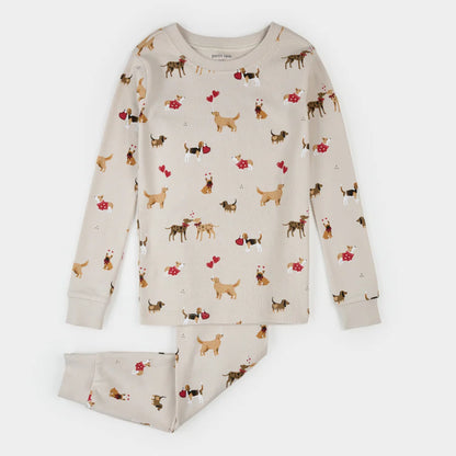 Puppy Love Print on Beige PJ Set
