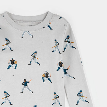 Baseball Player Print on Lunar Rock PJ Set