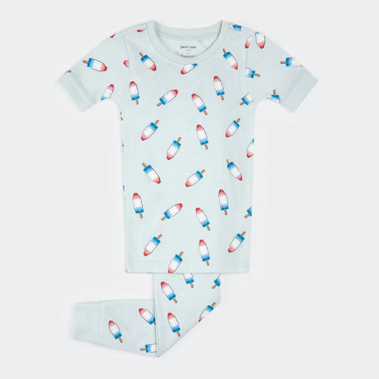 Ice Pop Print on Sky Blue Short-Sleeved PJ Set