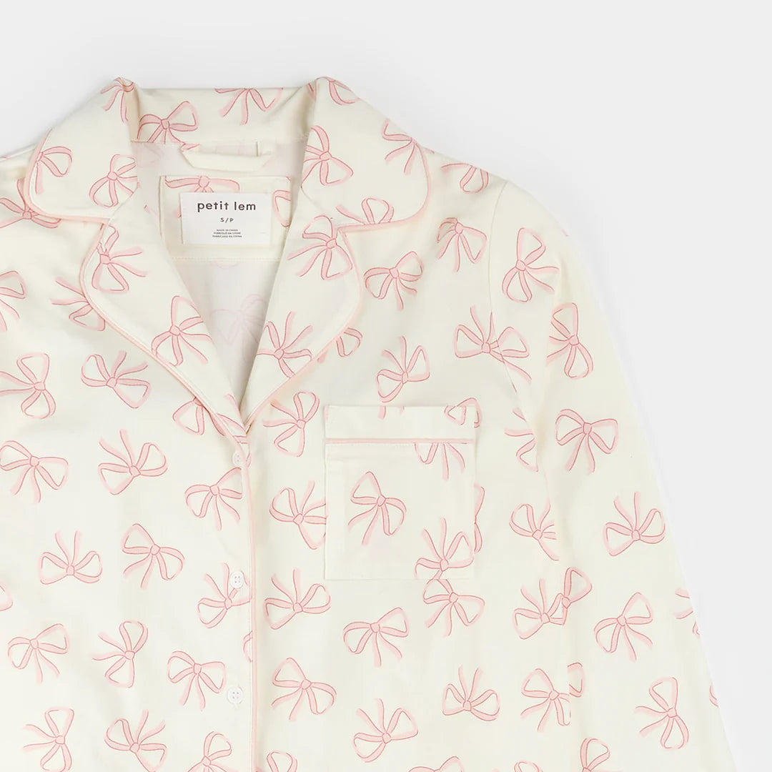 Bows Print on Ivory Women's PJ Set