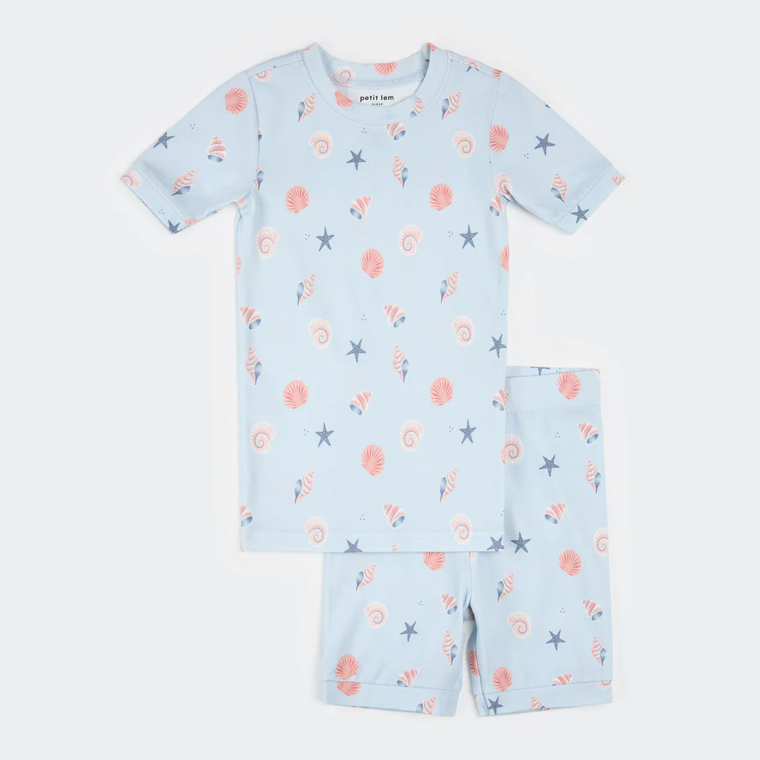 Shells Print on Powder Blue Summer Sleep Set