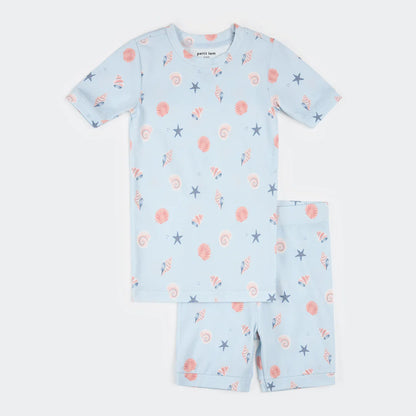 Shells Print on Powder Blue Summer Sleep Set