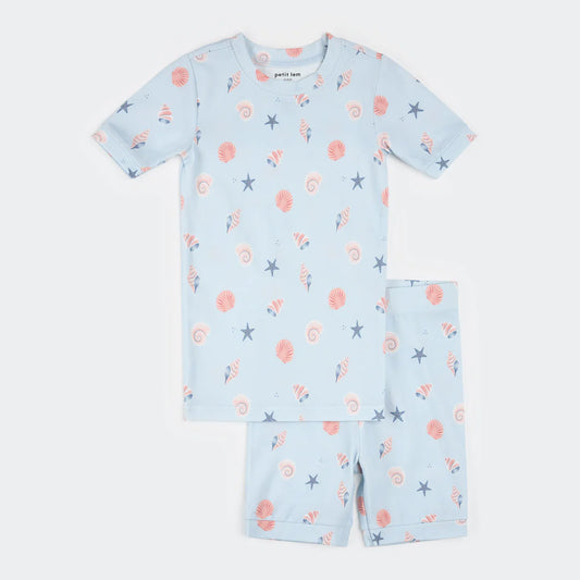 Shells Print on Powder Blue Summer Sleep Set