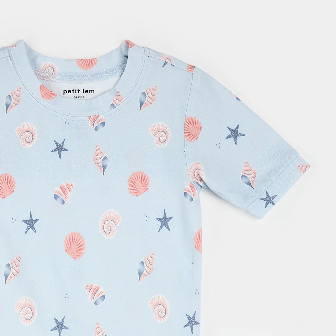 Shells Print on Powder Blue Summer Sleep Set