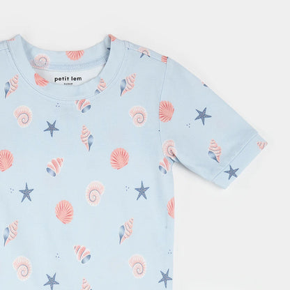 Shells Print on Powder Blue Summer Sleep Set