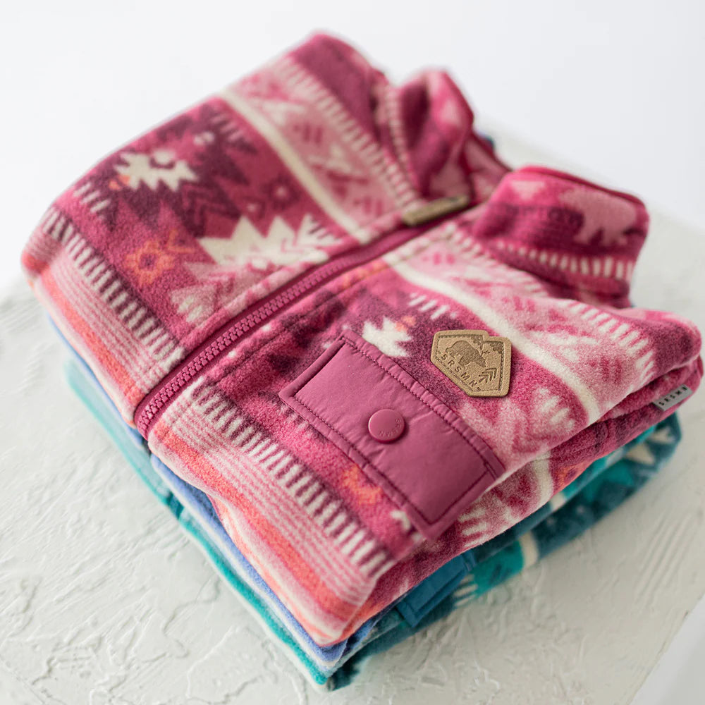 Pink Fleece Jacket With Patterns