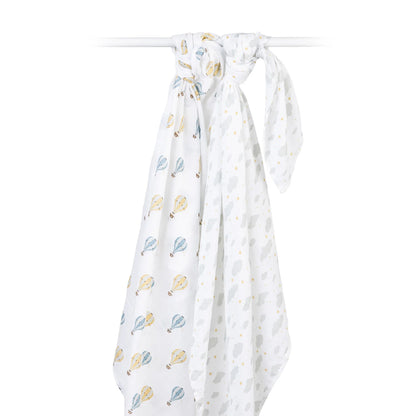 2 Pack Swaddles - Hot Air Balloon + Clouds