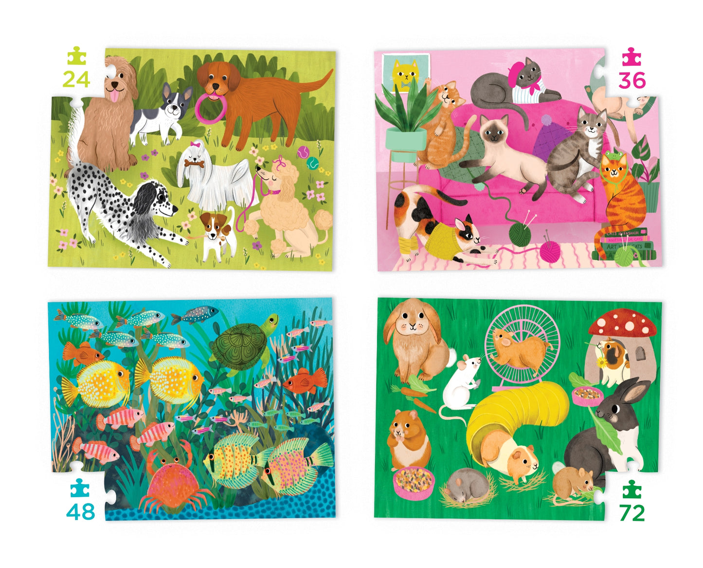 Four Puzzle Set - Playful Pets