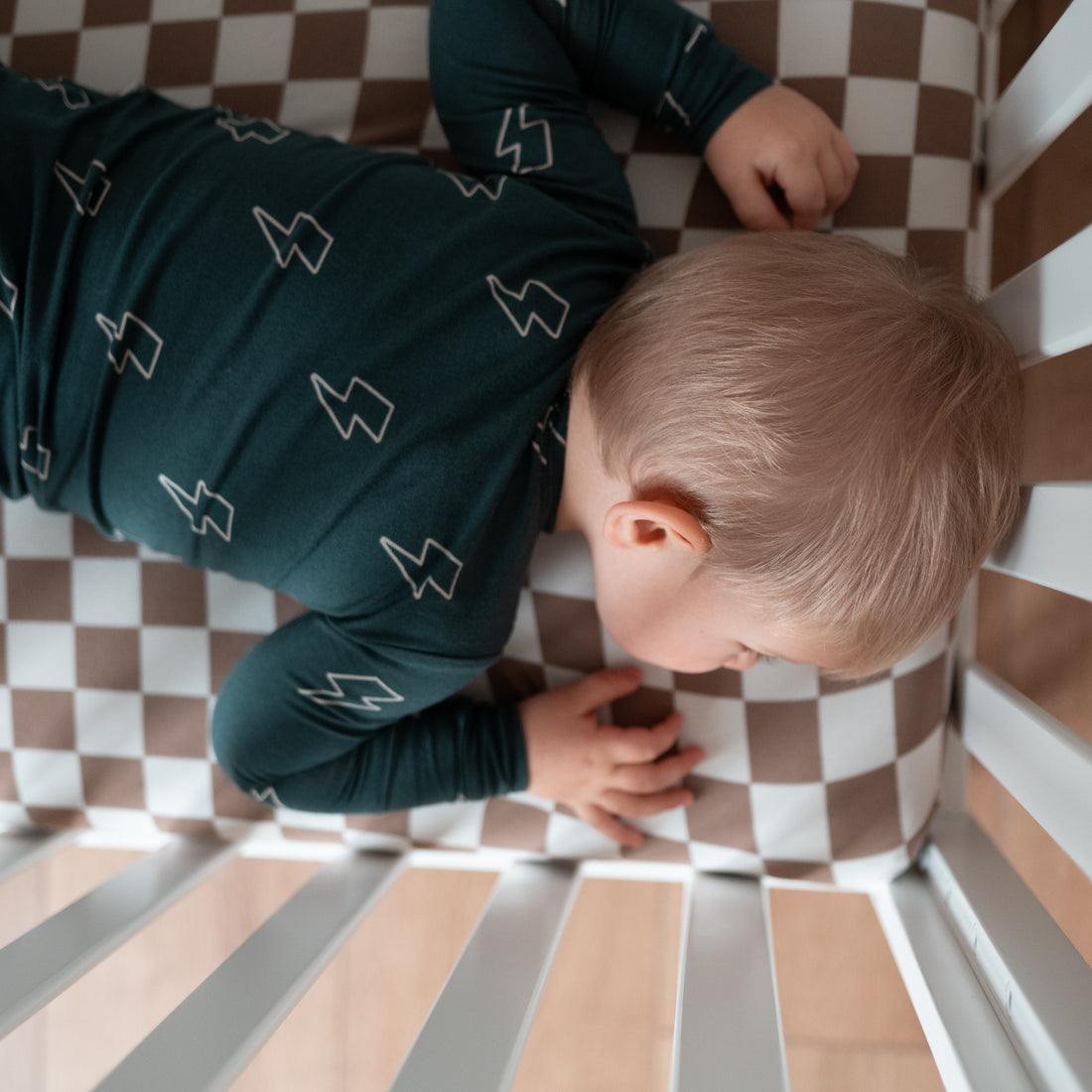 Brown Check Bamboo Crib Sheet