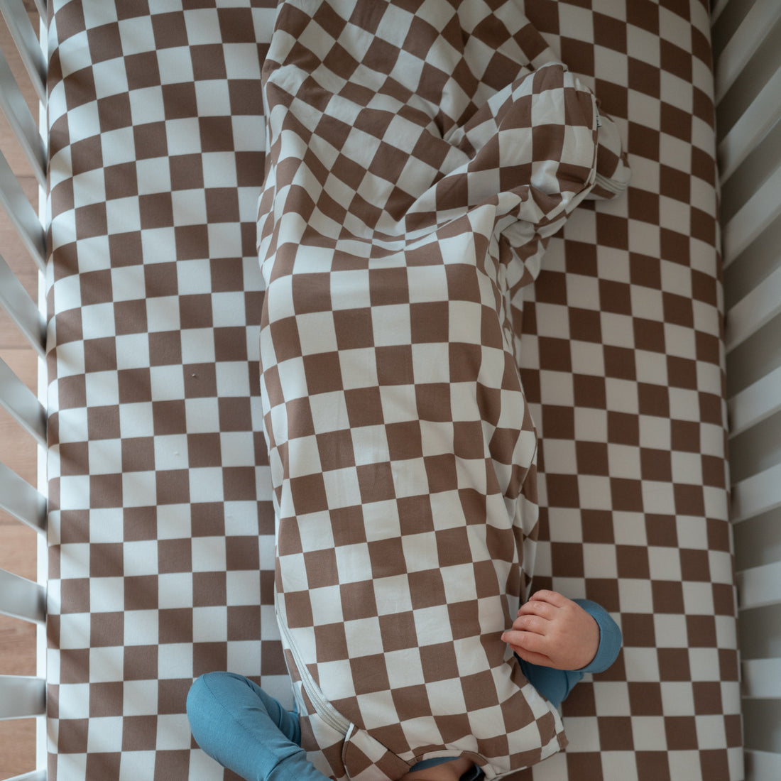 Brown Check Bamboo Crib Sheet