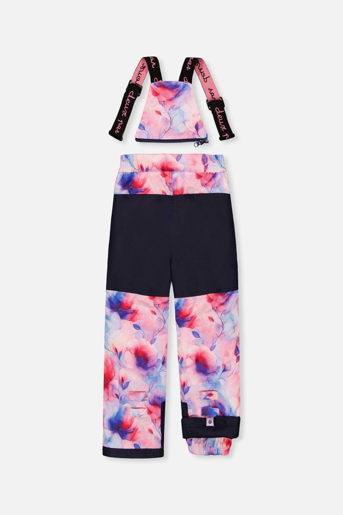 Two Piece Play Snowsuit Pink And Purple Colorblock With Watercolor Floral Print Pants: 5