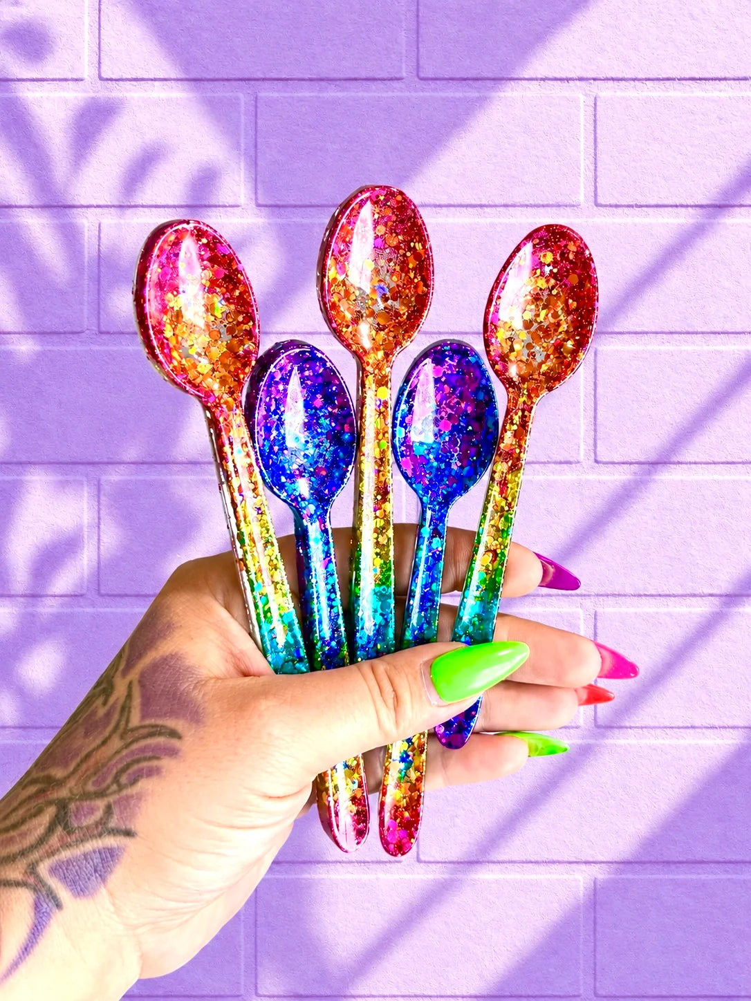 Rainbow Glitter Spoon