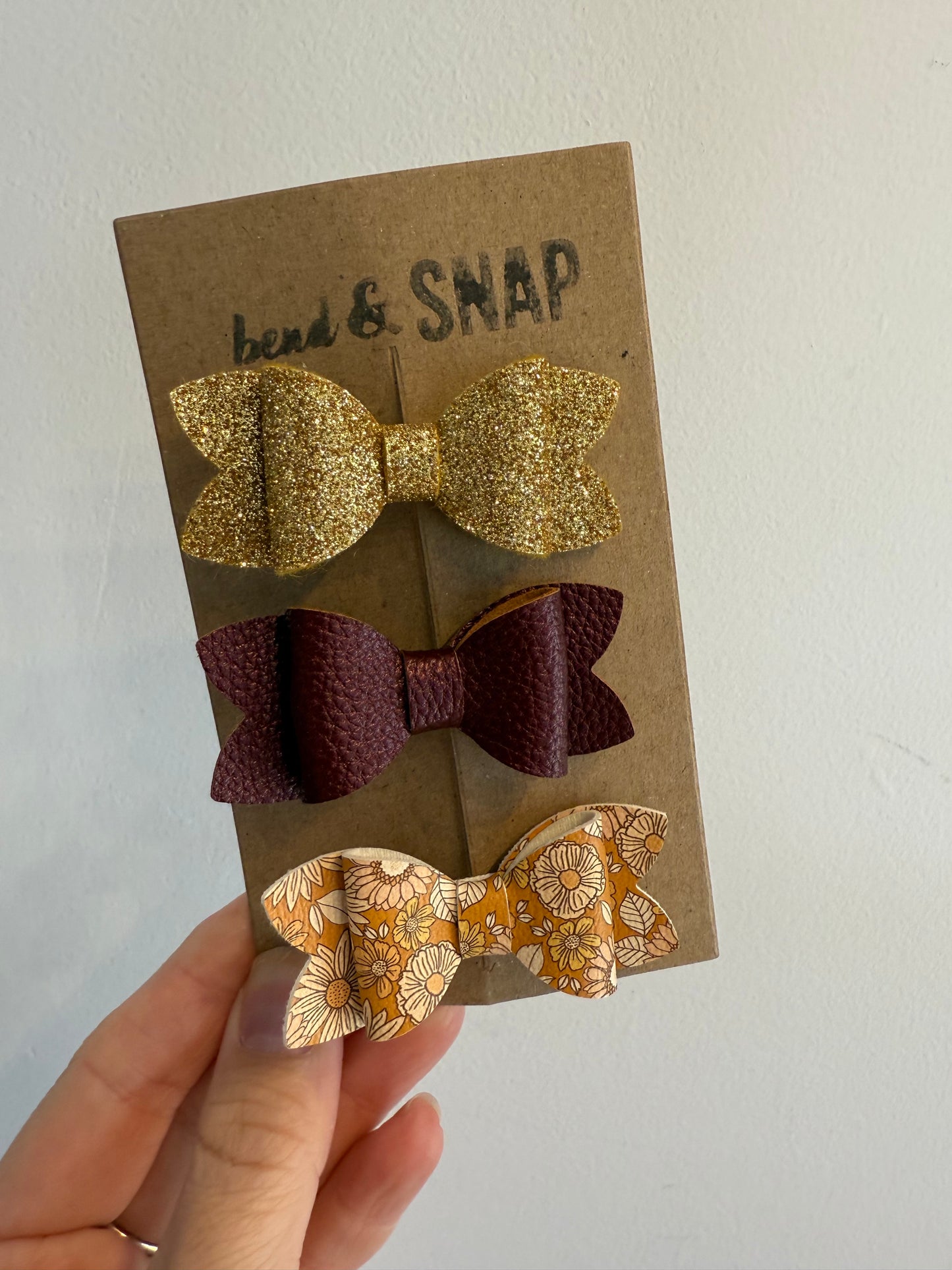 3 Pack Fall Hair Bow Clips