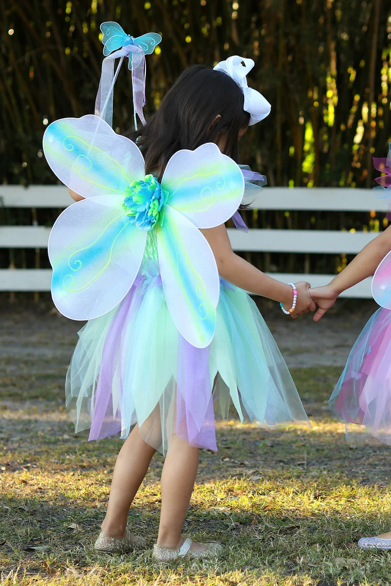 Butterfly Dress & Wings With Wand Green/Multi (5-6 Years)