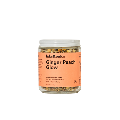 Ginger Peach Glow - Superfood Tea Blend: Glass Jar - 24 Cups