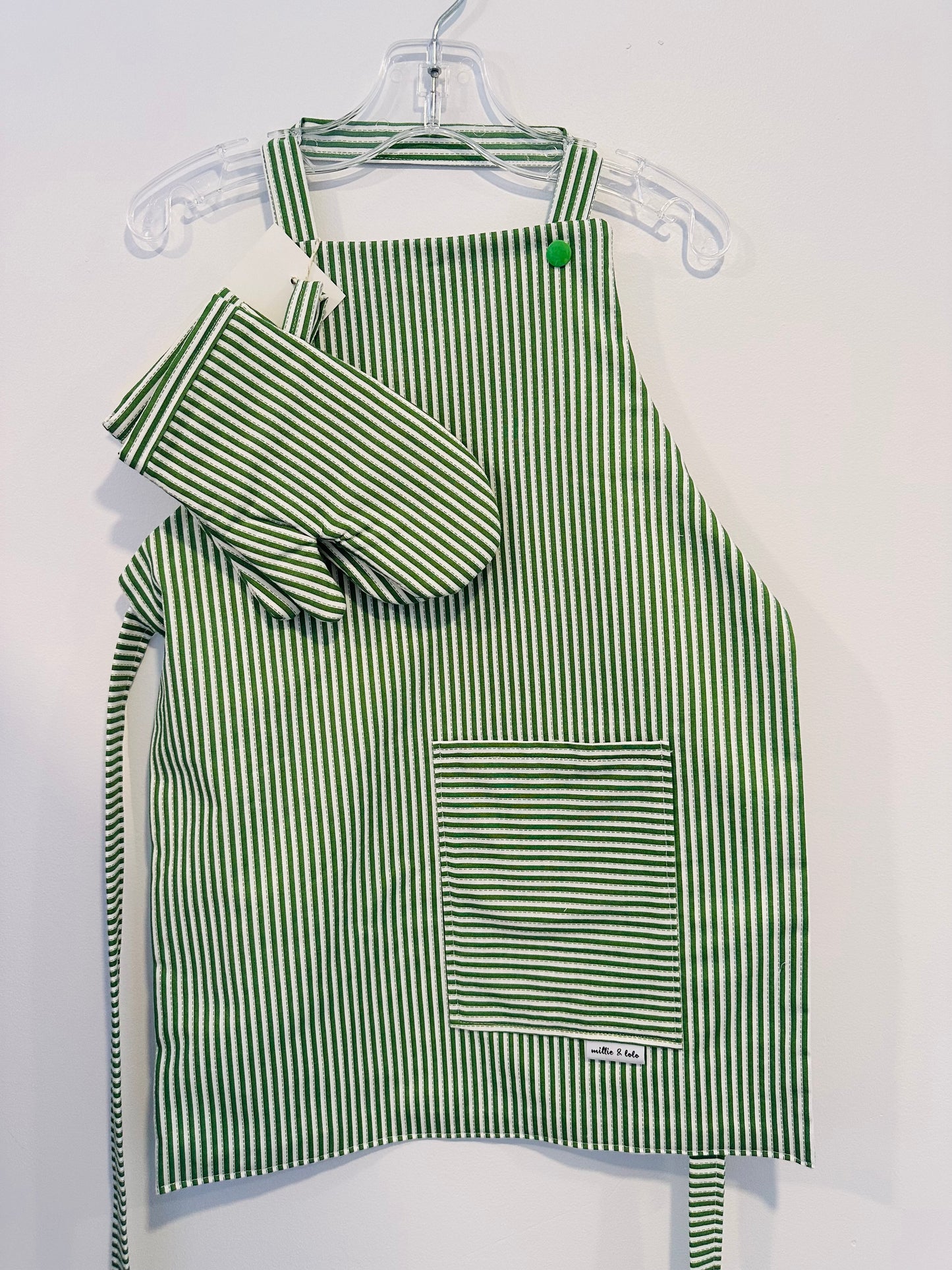 Green Stripe Apron