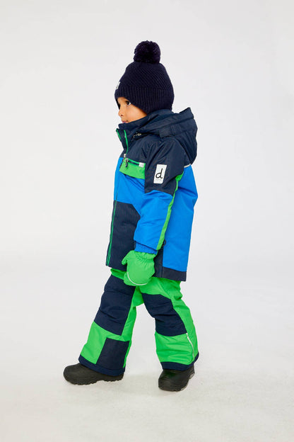 Two Piece Play Snowsuit Royal Blue And Green Colorblock