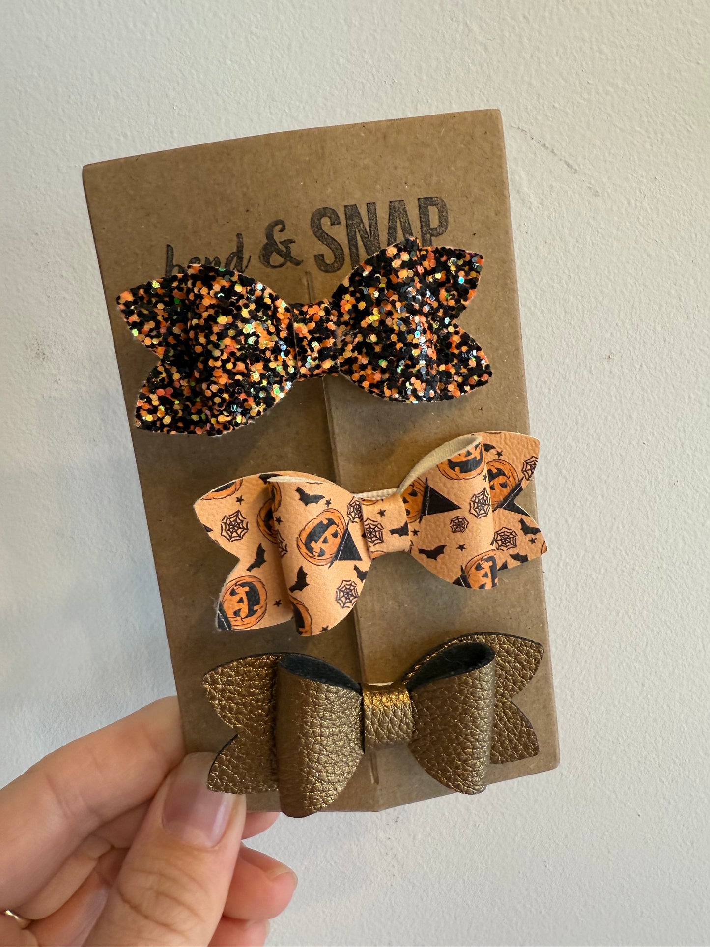 3 Pack Halloween Hair Bow Clips