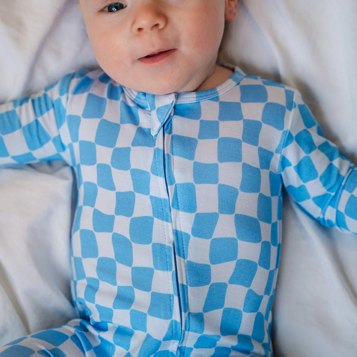 Bue Wavy Checks Sleeper/Romper