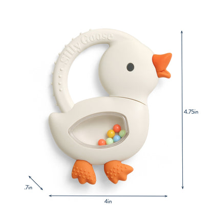 Bitzy Shake™ - Silicone Teether with Rattle: Goose