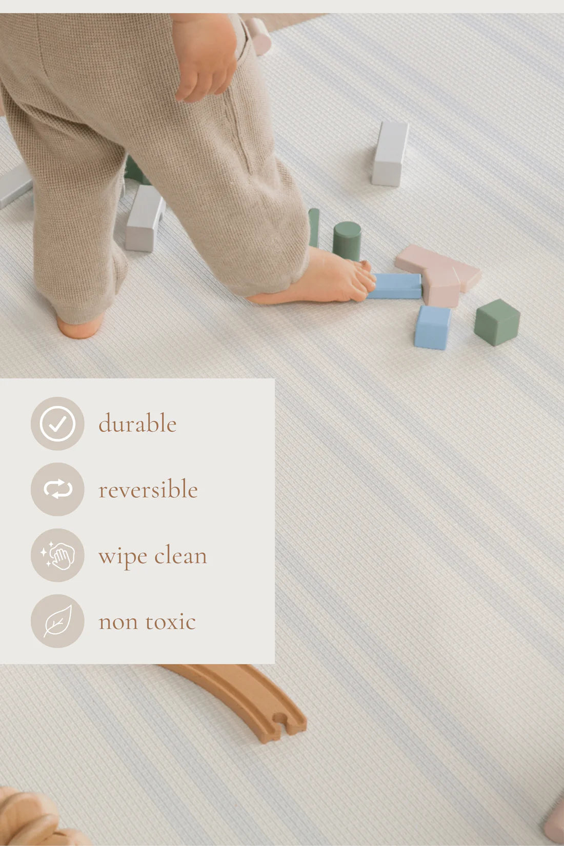 Padded Play Mat - Moroccan Grey & Blue Stripes