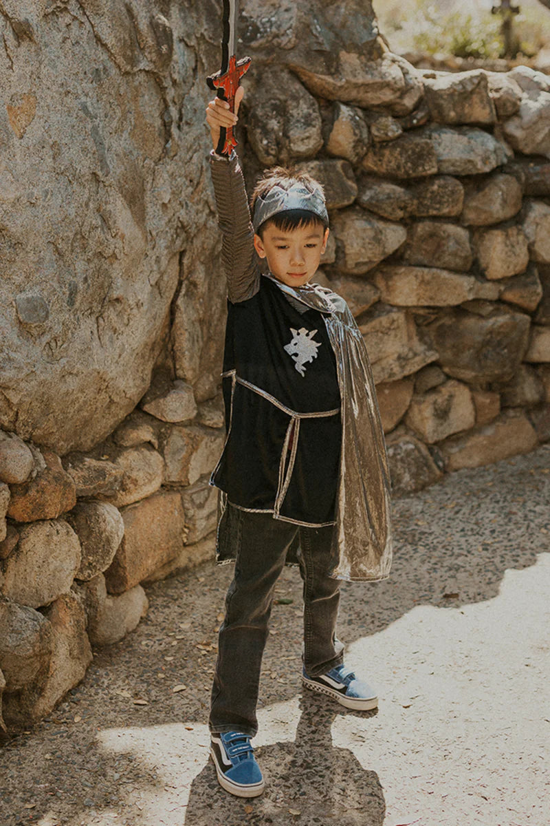 Silver Knight Set with Tunic, Cape and Crown (5-6 Years)