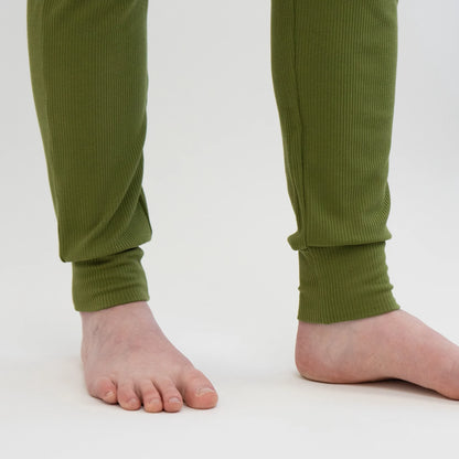 Ribbed Bamboo Women's L/S PJ Set - Olive Green