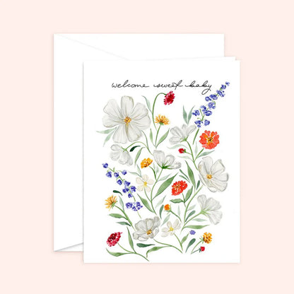 Welcome Sweet Baby Florals Card