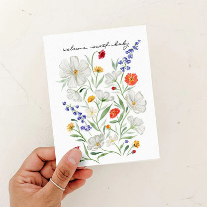 Welcome Sweet Baby Florals Card