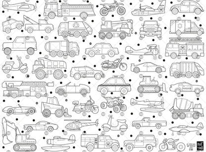 Giant Colouring page - The Vehicles