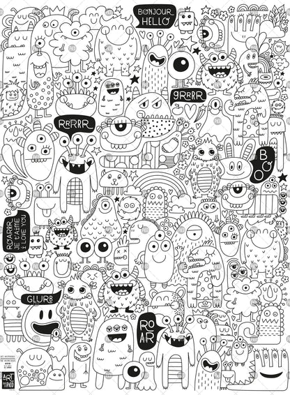 Giant Colouring page - Monsters