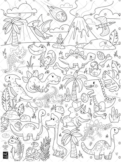 Giant Colouring page - Dinos