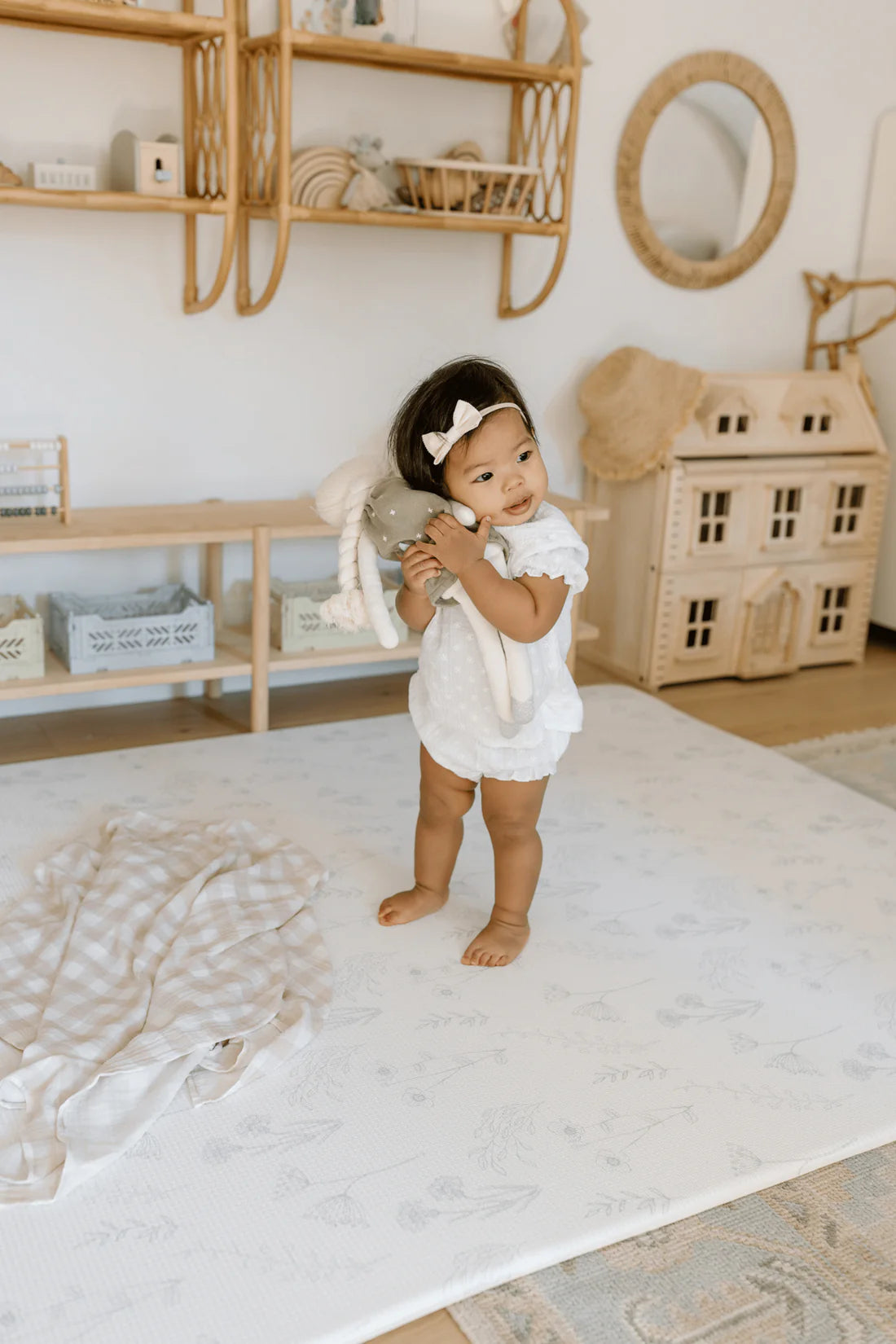 Padded Play Mat - Sage Floral & Gingham