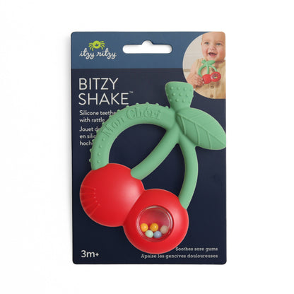 Bitzy Shake™ - Silicone Teether with Rattle: Cherries