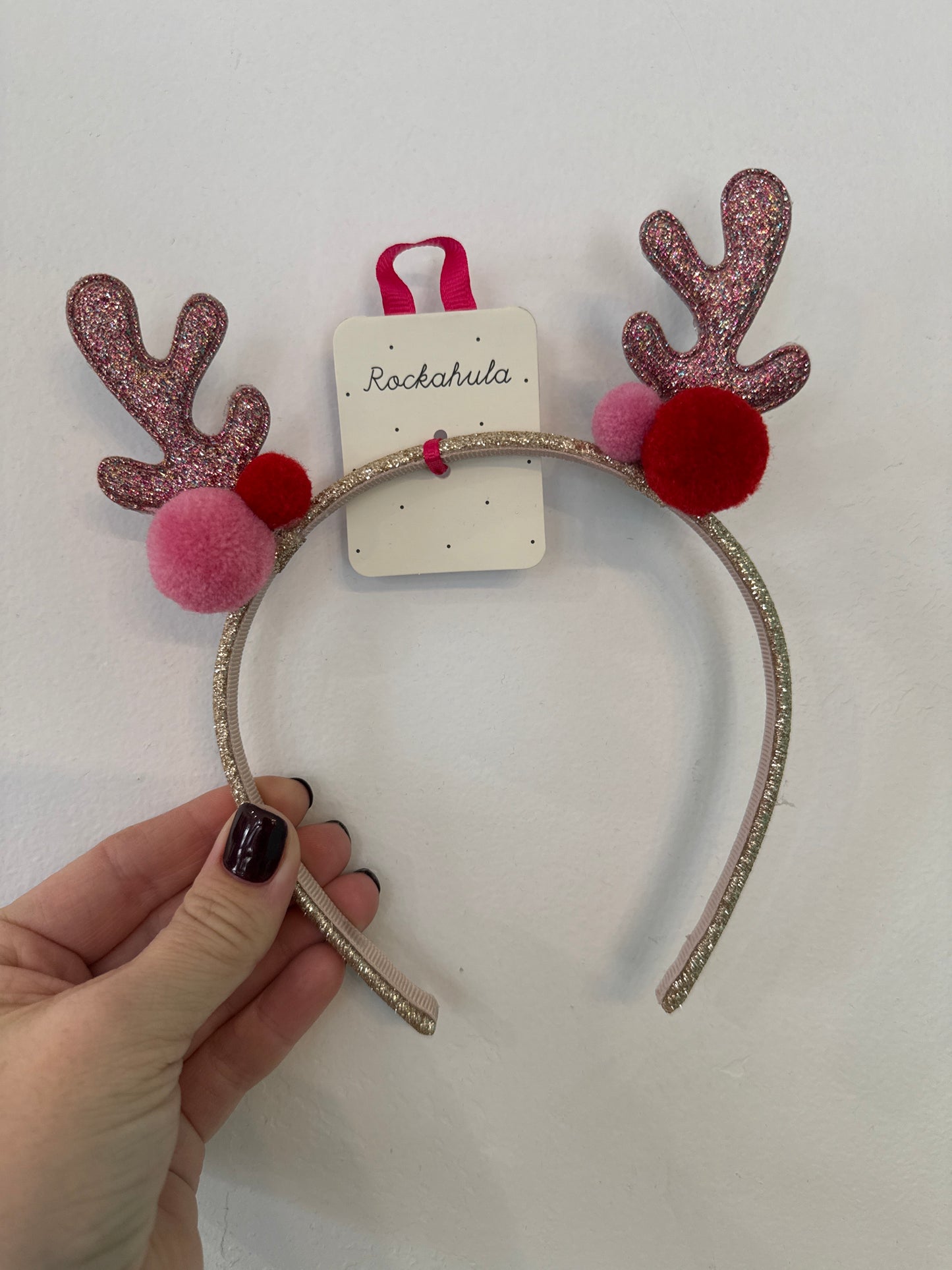 Glitter Pom Pom Reindeer Headband