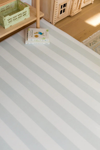 Padded Play Mat - Blue Checker & Sage Stripe