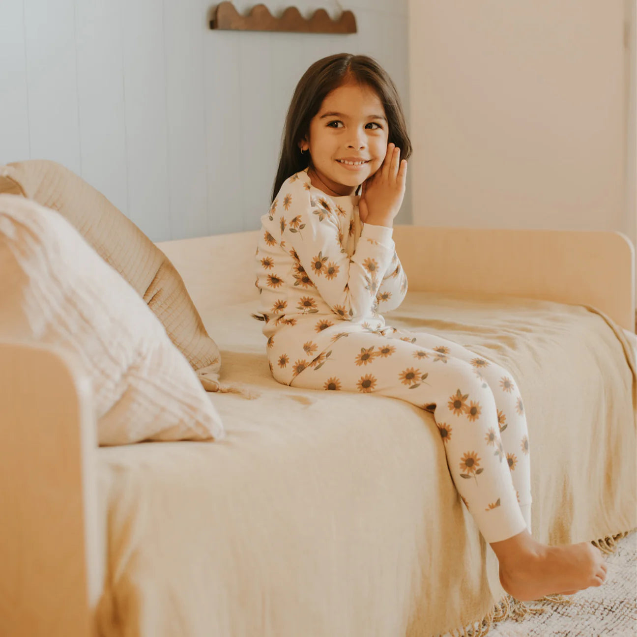 Sunflower Print on Antique White PJ Set