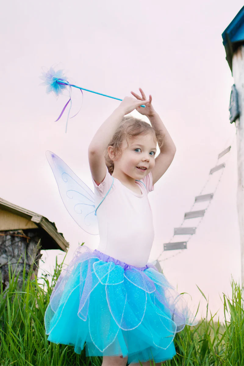 Fancy Flutter Skirt Sets with Wings & Wands- Blue