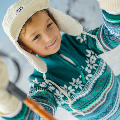 Kids Teal Patterned Knit Sweater