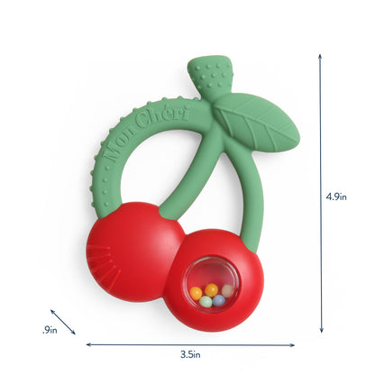 Bitzy Shake™ - Silicone Teether with Rattle: Cherries