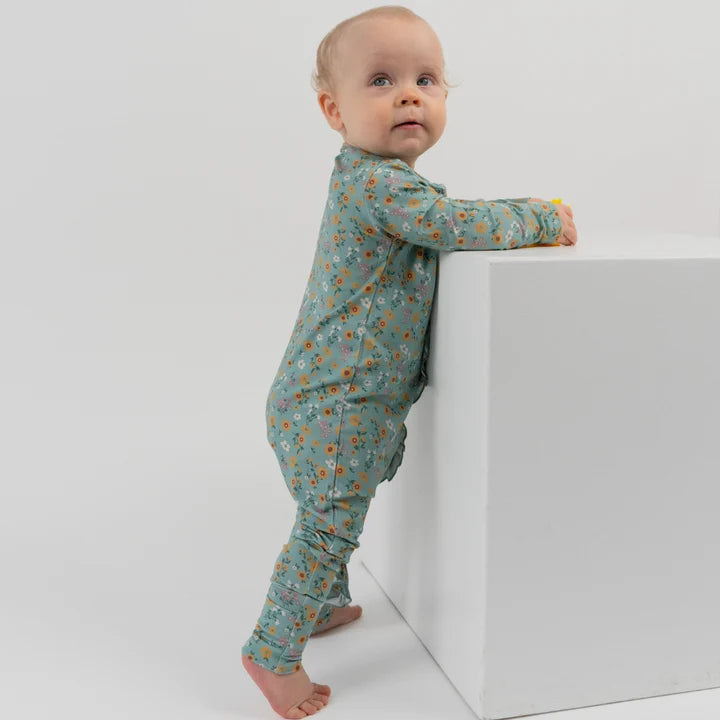 Vintage Garden - Footless Sleeper with Fold-Over Cuffs