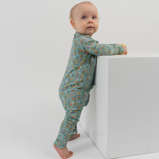 Vintage Garden - Footless Sleeper with Fold-Over Cuffs