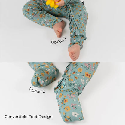 Vintage Garden - Footless Sleeper with Fold-Over Cuffs