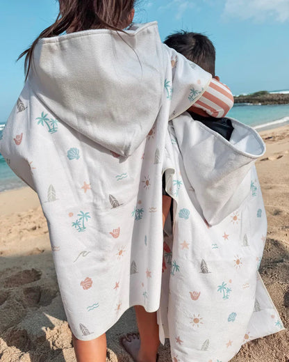 Kids Hooded Beach Poncho - Quick Dry Pool & Swim Towel