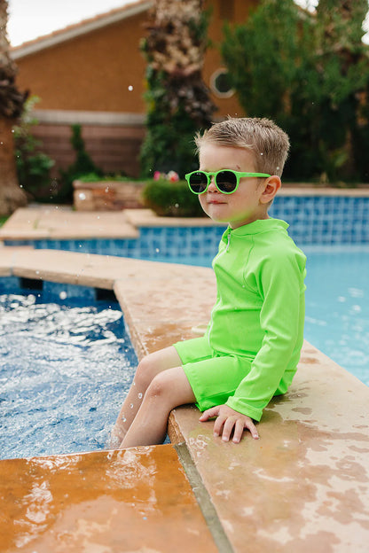 "Green Gecko" Solid Ribbed Sunsuit